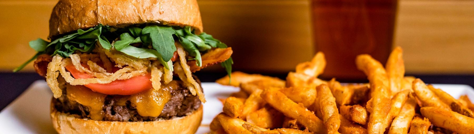 Burger, French Fries, Beer